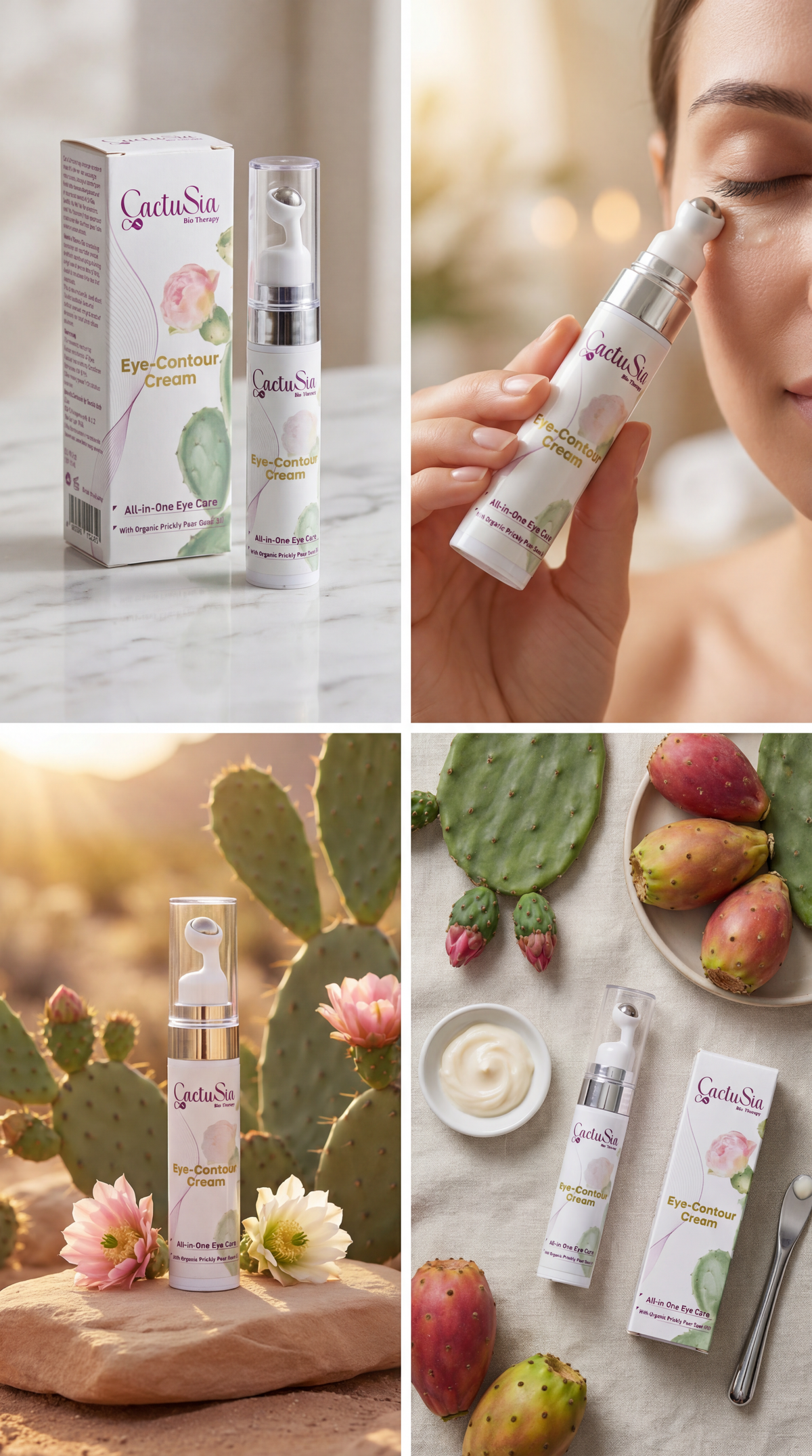 Collage of Guinot skincare products with packaging and application on a blurred background.