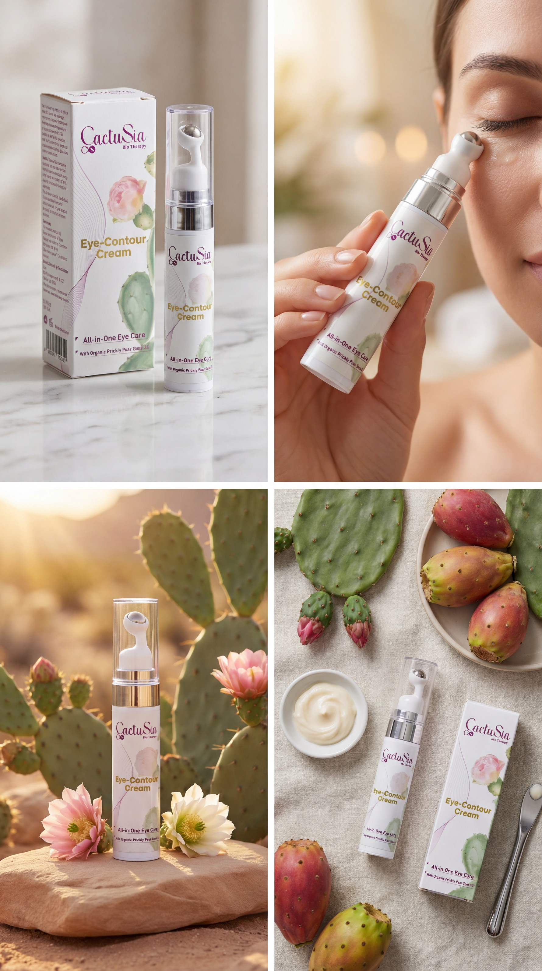 Collage of Guinot skincare products with packaging and application on a blurred background.